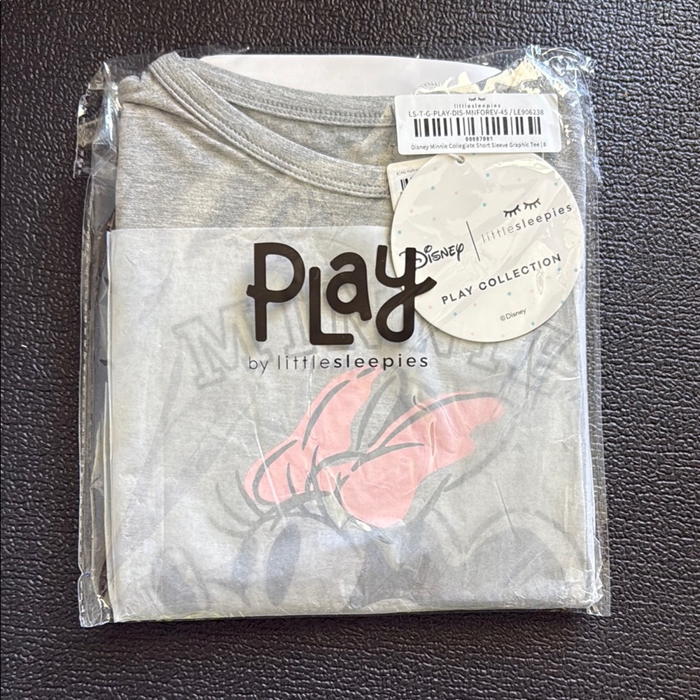 Little Sleepies Gray and Pink Short Sleeve Minnie Tee